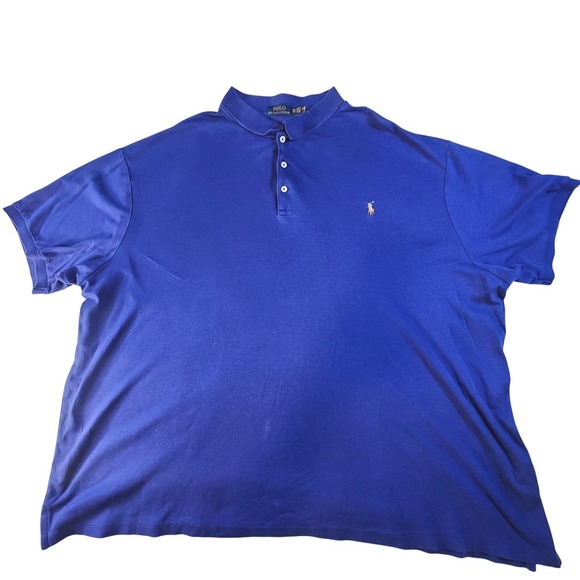 RALPH LAUREN Polo Shirt Mens 3XB Blue Big & Tall Short Sleeve Flesh Pony Logo - Picture 2 of 8